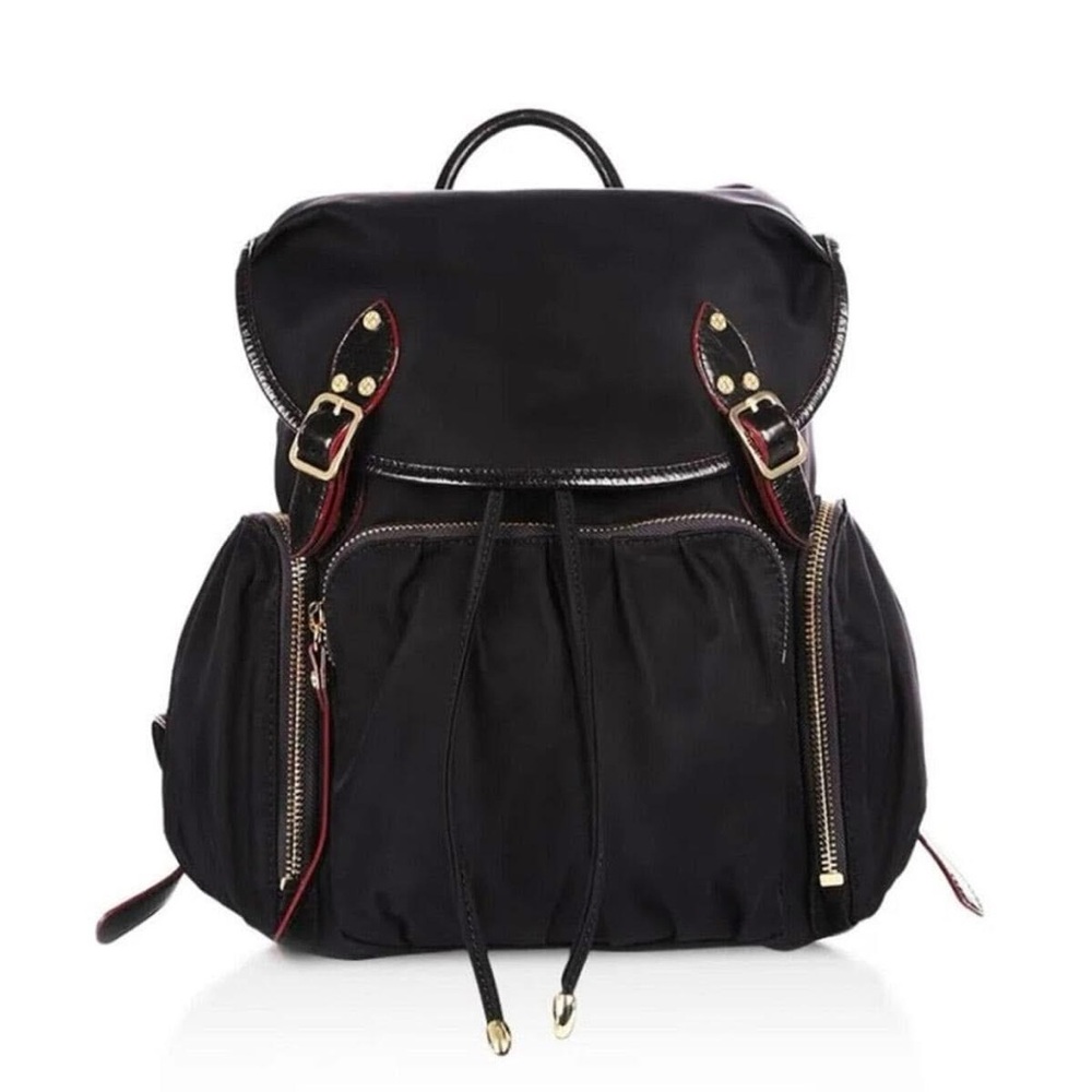 Black Backpack with Adjustable Straps and Drawstring Closure